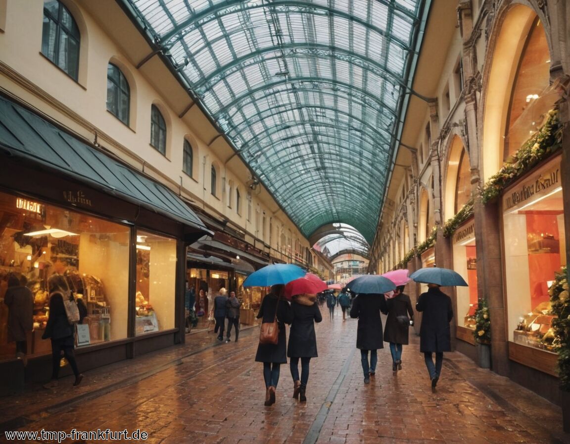 Shopping in überdachten Einkaufspassagen   - Frankfurt am Main bei Regen